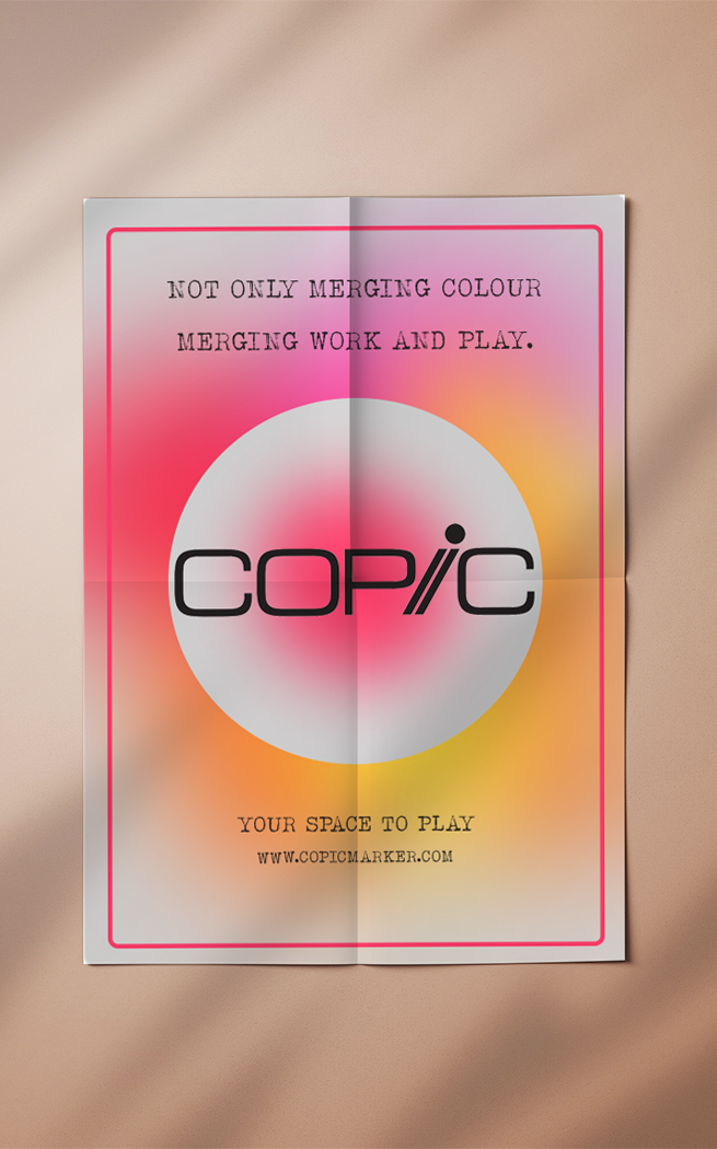 Design of Copic marker poster mockup with colour blend detailing